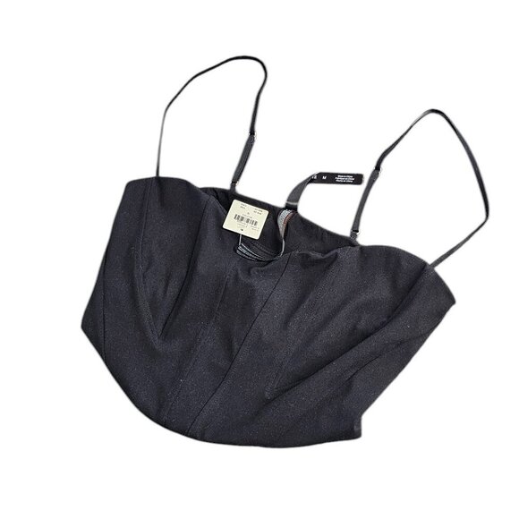 Anthropologie Knit Corset Crop Top, Stretch, Sleeveless, Black, Size Medium, NWT - Picture 3 of 7